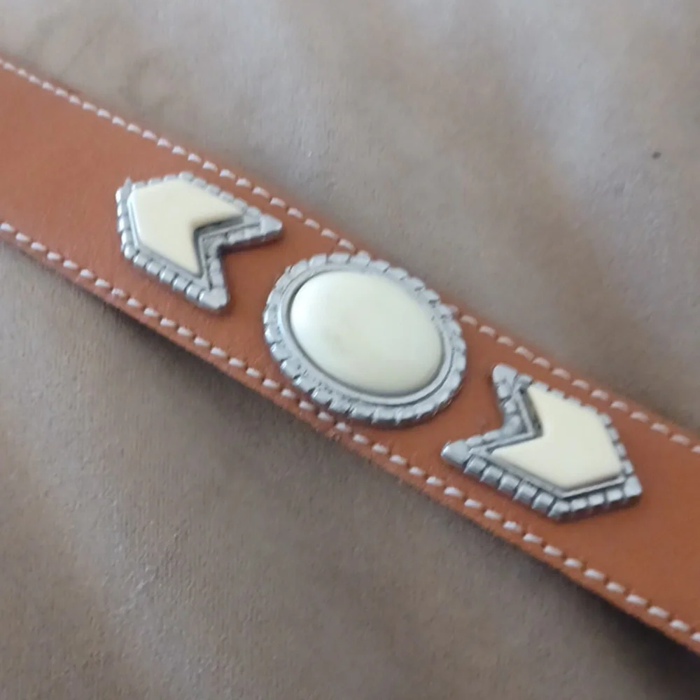 Landrex Vintage Belt brown Western Leather Made In France Y2k country Festival